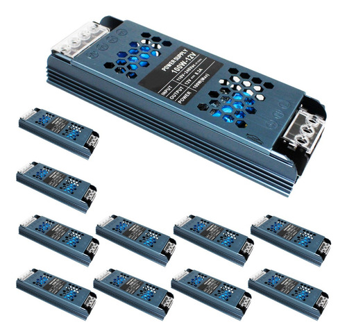 Kit 10 Fonte Slim Comeia 8.3a 12v 100w Automático Para Led