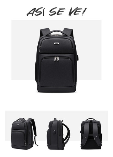 Mochila Notebook Inteligente Con Usb Negra By Lubabycas