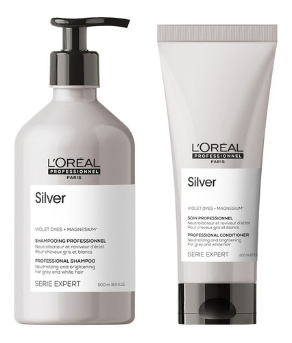 Pack Matizador Silver Loreal Shampoo 500ml Y Acondicionador