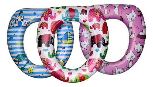 Redutor Sanitário Infantil Acolchoado Assento Bebê Desfralde Cor Fundo Branco Estampado