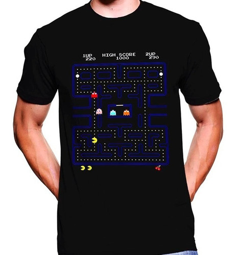 Camiseta Premium Dtg Videojuegos Estampada Pacman