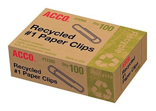 Acco Reciclado # 1 Clips, 100 Count (a7072365a).