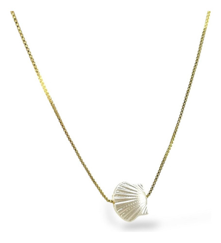 Collar Perla Para Mujer Elegante Gargantilla Dama Dorado - Concha