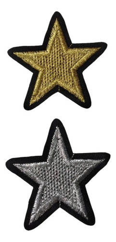 Parche Termoadhesivo Estrella Bordada Chica Dorado/plateado Dorado Bordado