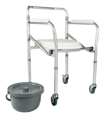 Imagen 3 de 9 de Inodoro Portatil De Aluminio -plegable-alt. Reg. Con Ruedas