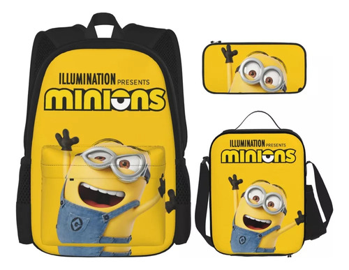 Juego De Mochila De 3 Piezas Minions With School Lonchera