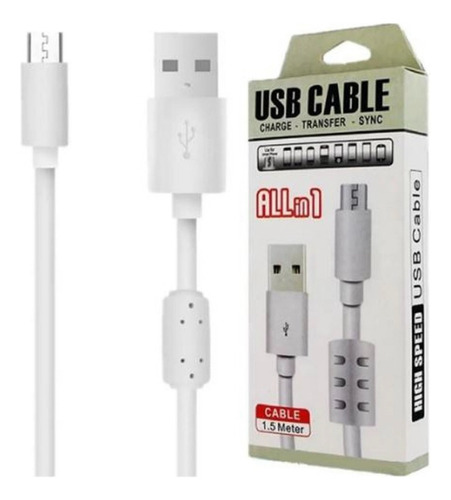 Cable Usb V8 Con Filtro 1.5 Mts - Grueso - Carga Rapida