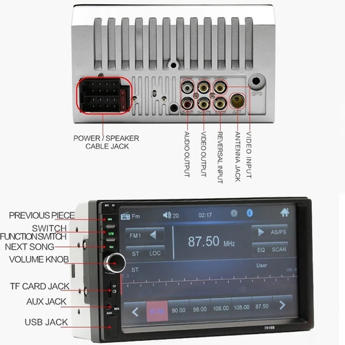 Imagen 10 de 10 de Auto Estéreo 7018b 2 Din Pantalla Táctil Mp5 Hd 1080p