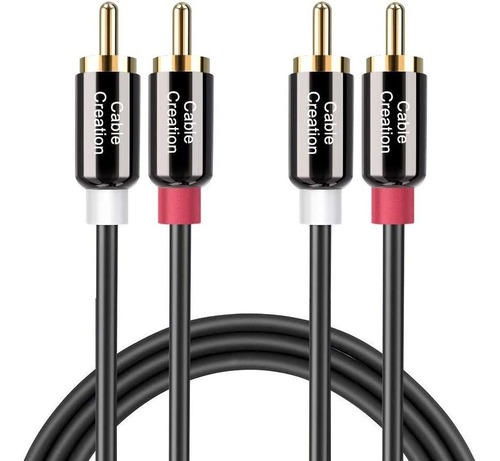 Cable 2rca Macho A Macho, 6 Pies/negro/chapado En Oro