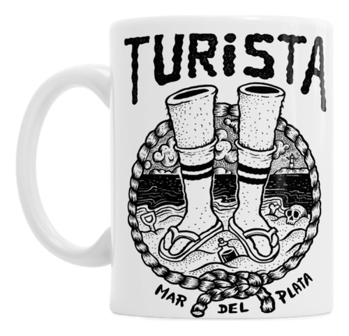 Taza De Ceramica Turista Mar Del Plata Con Caja