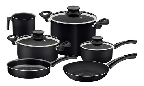Bateria De Cocina 9 Piezas Paris Tramontina Teflon Color Negro