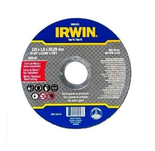 Disco De Corte Em Inox Fino 4.1/2x1.2x7/8 Irwin Iw401452