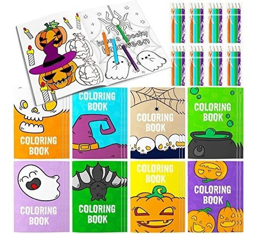 24 Pack Halloween Libros Para Colorear Con Crayons, X6r4z