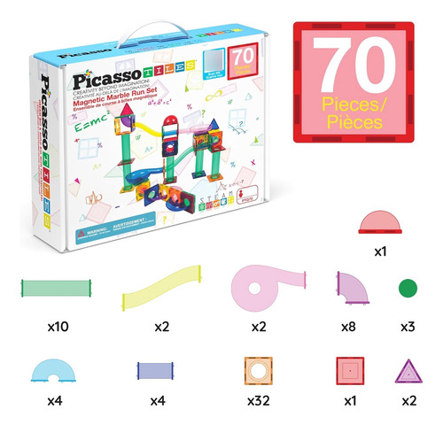 Picassotiles 70 Piezas De Mármol Run Maze Race Track Magneti