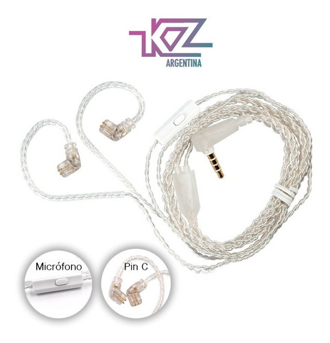 Imagen 1 de 6 de Cable Kz Premium De Plata Sin Oxigeno Con Microfono Original