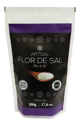 Flor De Sal Produzida No Brasil 2 Pacotes Zip 500g(1kg)