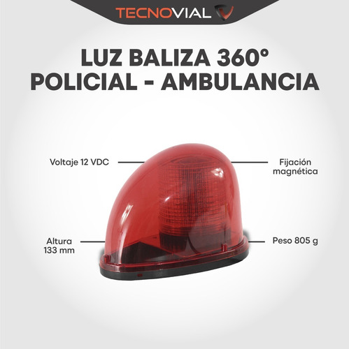 Luz Baliza Tipo Mosca 360º Policial / Ambulancia