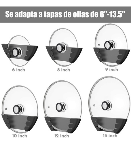 Estante De Tapa Para Ollas,3 Soporte De Tapa De Olla Pared Y