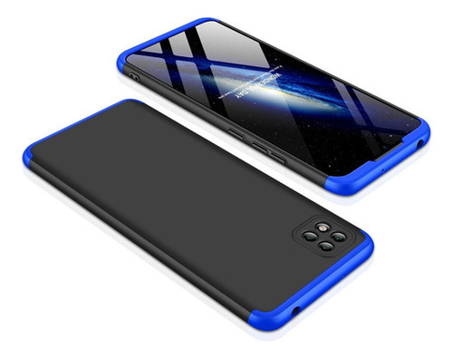 Capa Capinha 360 Fosca Anti Impacto Xiaomi Poco C3 Tela 6.43 Cor Preta com azul