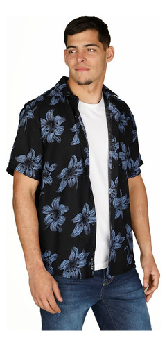 Camisa Manga Corta Estampada Full Print Flower Rever Pass