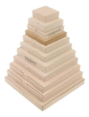 Imagen 2 de 7 de 50 Cajas Para Pizza 25x25x4cms Carton Microcorrugado Kraft