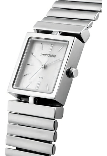 Relógio Mondaine Prata Feminino Analógico Metal 32785l0mvne2 Correia Prateado Bisel Prateado Fundo Branco