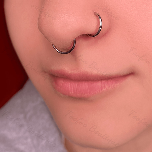 Piercing Septum Acero Quirúrgico Argolla Oreja Nariz 10mm 1 Plateado