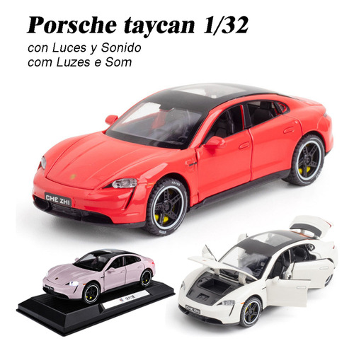 Porsche Taycan Miniatura Metal Car Con Base Expositora 1/32