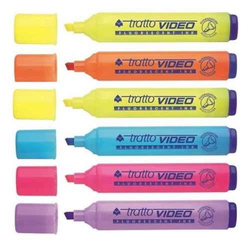 Pack 6 Destacadores Fluor Tratto Video - Artesano Libreria