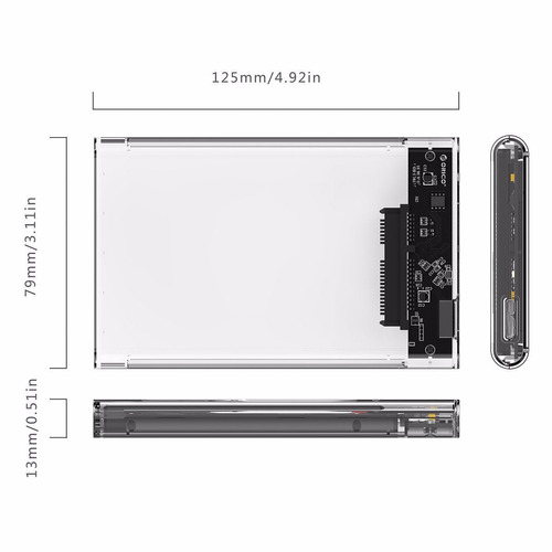 Caja Rack 2.5  Transparente Usb 3.0 Orico Sata Case Externa