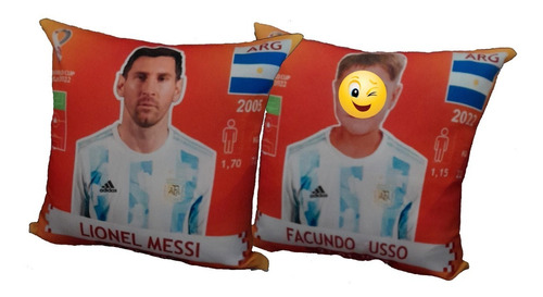 Almohadón Messi Y Tu Figurita Mundial Personalizado 40x40 Cm