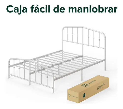 Base De Cama De Metal Blanca Heidi Zinus King 180x200x30cm