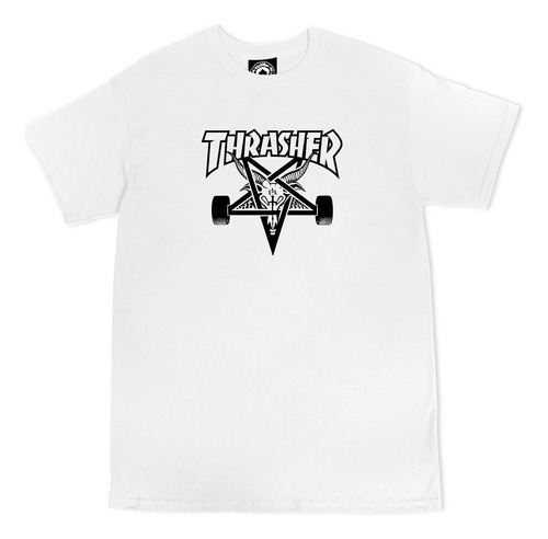 Polera Thrasher Modelo Skate Goat White