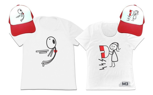 Camiseta Mas Gorra Set 2 Pajeras Enamorados Novios Esposos