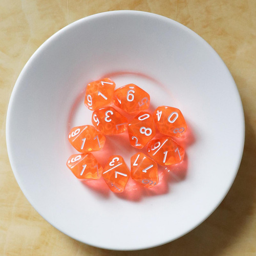 D10 Diez Juegos De Dados Plástico Para Rpg & Games Naranja