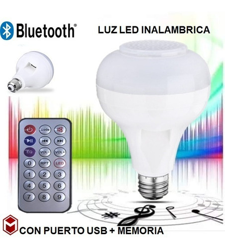 Bombillo Luz Led Multicolor Bluetooth Parlante Control Usb
