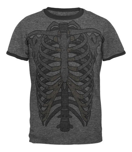 Camiseta Con Contraste Rib Cage All Over Heather-black Para