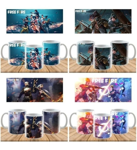 Imagen 2 de 4 de Plantillas Sublimación Tazones - Free Fire Tazas 10 Diseños