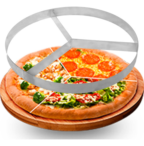 Aro Separador Sabores Pizza Esfiha Bolo 3 Divisórias 37cm