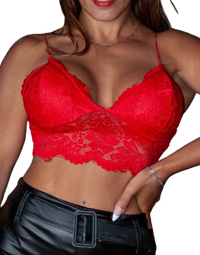 Top Encaje Elastizado Bralette Mujer