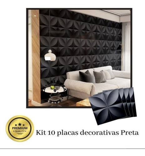 Placas Pretas Mold Pvc 50x50 S/ Marcador Cor Preto