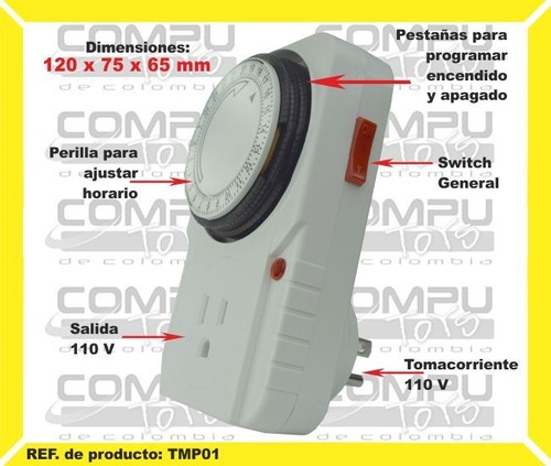 Temporizador Encendido-apagado 24 Ref: Tmp01 Computoys Sas