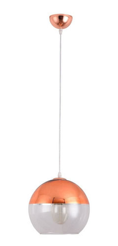 Lampara Colgante Esfera Globo Vidrio 20cm Plateada Cobre