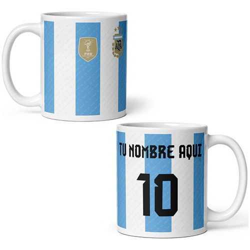 Taza Cerámica Argentina Campeones Messi O Nombre Personaliz