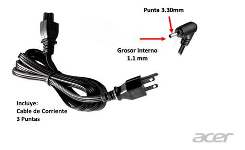Cargador Acer Aspire 1 3 5 19v2.37a45w Punta Delgada