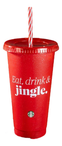 Vaso Reutilizable Starbucks Venti Navidad Glitter Rojo