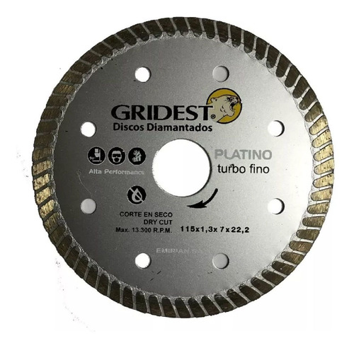 Disco Diamantado Gridest Turbo Fino 115 Mm Porcelanato