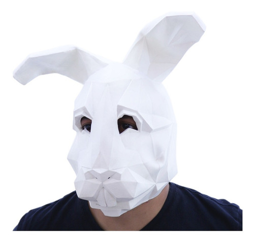 Mascara Low Poly White Bunny Latex
