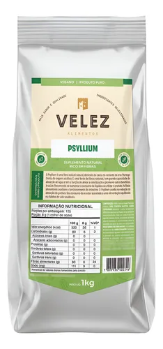 Psyllium Husk Velez 1 Kg Puro Fibra Solúvel 100% Natural
