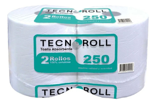 Toalla Papel Jumbo 250 Mt X 2 Rollos Tecnoroll Hoja Simple